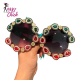 Luxury Baroque Oversized Rhinestone Sunglasses Sassy Chick Logo
