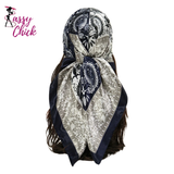 Luxury Beach Satin Square Silk Scarf Print Hijab Scarves Bandana Sassy Chick Logo