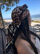 Leopard Luxury Beach Satin Square Silk Scarf Print Hijab Scarves Bandana