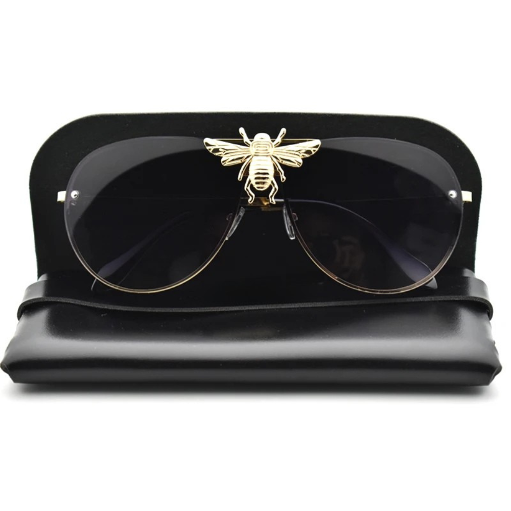 Black Luxury Bee Retro Gradient Pilot Style Sunglasses