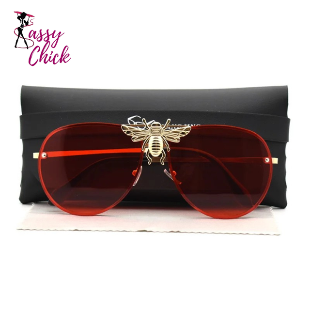 Luxury Bee Retro Gradient Pilot Style Sunglasses Sassy Chick Logo