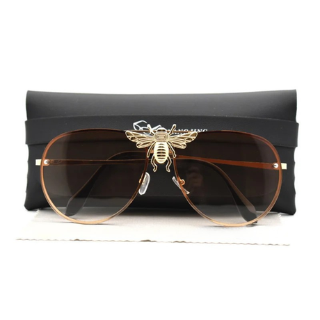 Brown Luxury Bee Retro Gradient Pilot Style Sunglasses