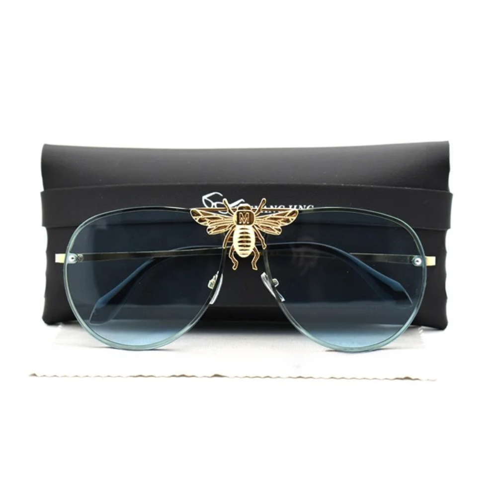 Blue Luxury Bee Retro Gradient Pilot Style Sunglasses