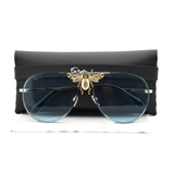 Blue Luxury Bee Retro Gradient Pilot Style Sunglasses