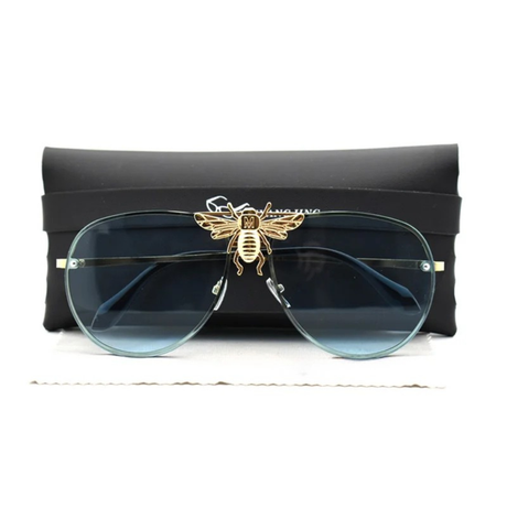 Blue Luxury Bee Retro Gradient Pilot Style Sunglasses