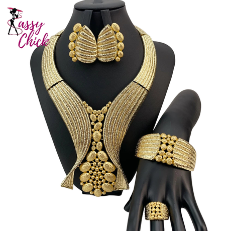 Luxury Big Bold African Bride Jewelry Set Sassy Chick Logo
