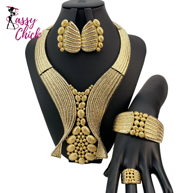 Luxury Big Bold African Bride Jewelry Set Sassy Chick Logo