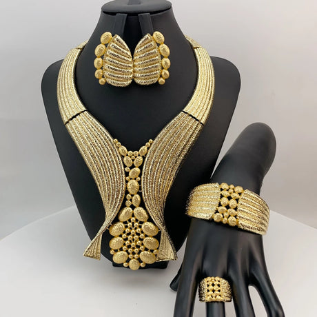 Gold Luxury Big Bold African Bride Jewelry Set