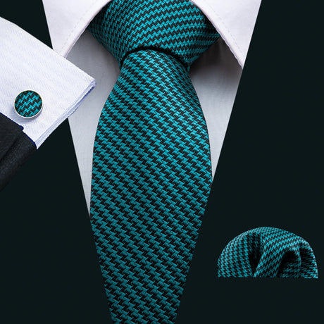 blue geometric pattern necktie set