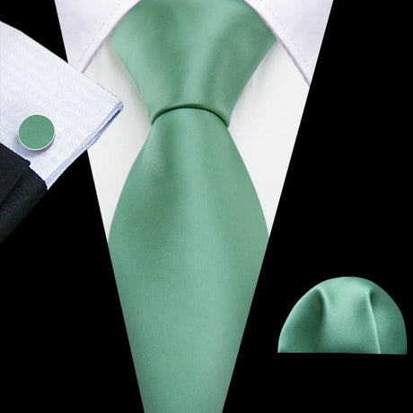 Luxury Black Green Leaves Floral Silk Men Ties Set