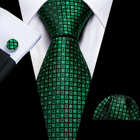 green square dot pattern necktie set