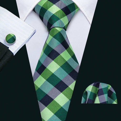green grey black stripe pattern necktie set