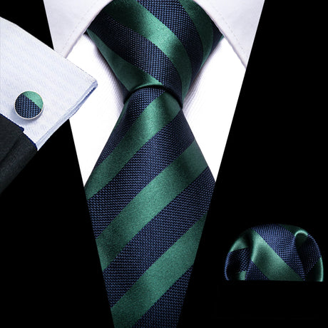 Luxury Black Green Leaves Floral Silk Men Ties Set