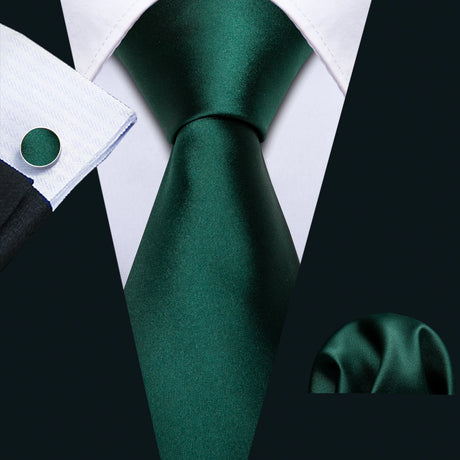 Luxury Black Green Leaves Floral Silk Men Ties Set