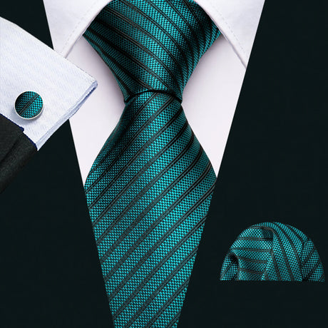 green line pattern necktie set