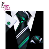 Luxury Black Green Silk Ties Set Sassy Chick Logo
