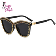 Luxury Bling AB Rhinestone Crystal Square Sunglasses Sassy Chick Logo