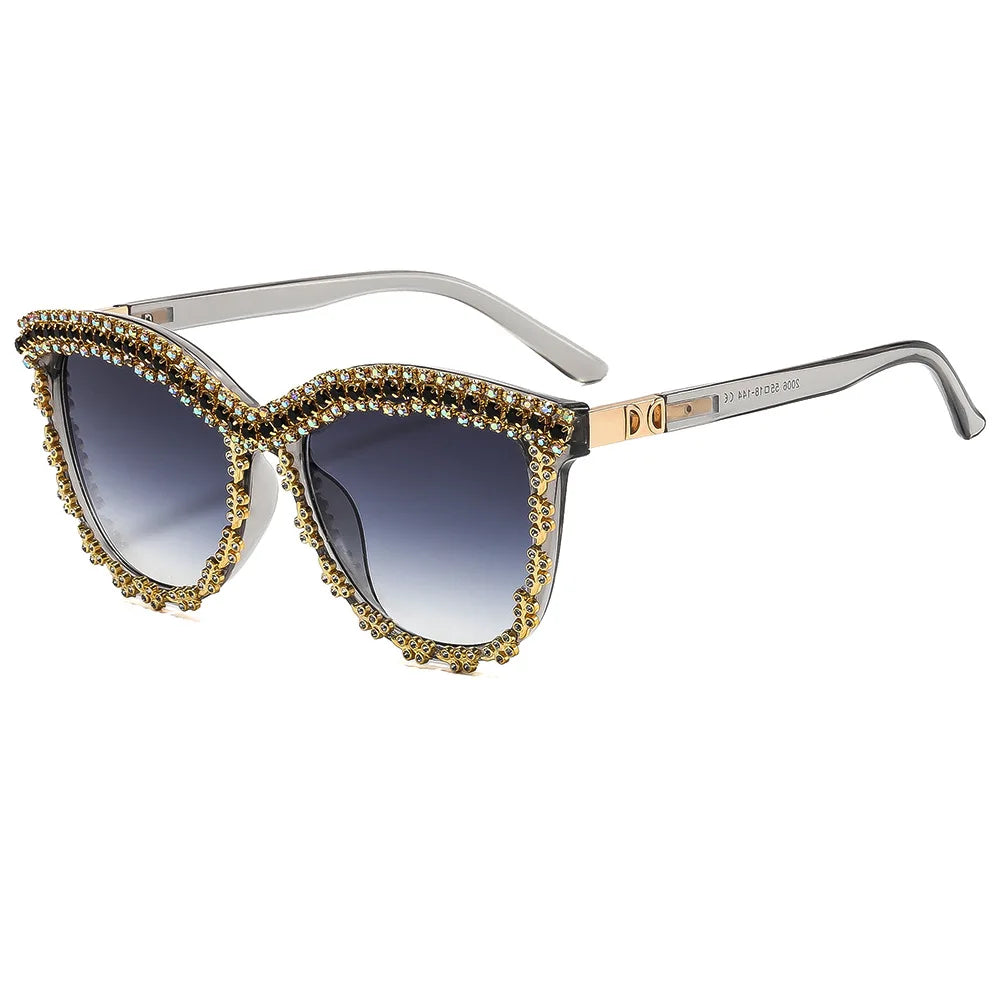 Luxury Bling AB Rhinestone Crystal Square Sunglasses