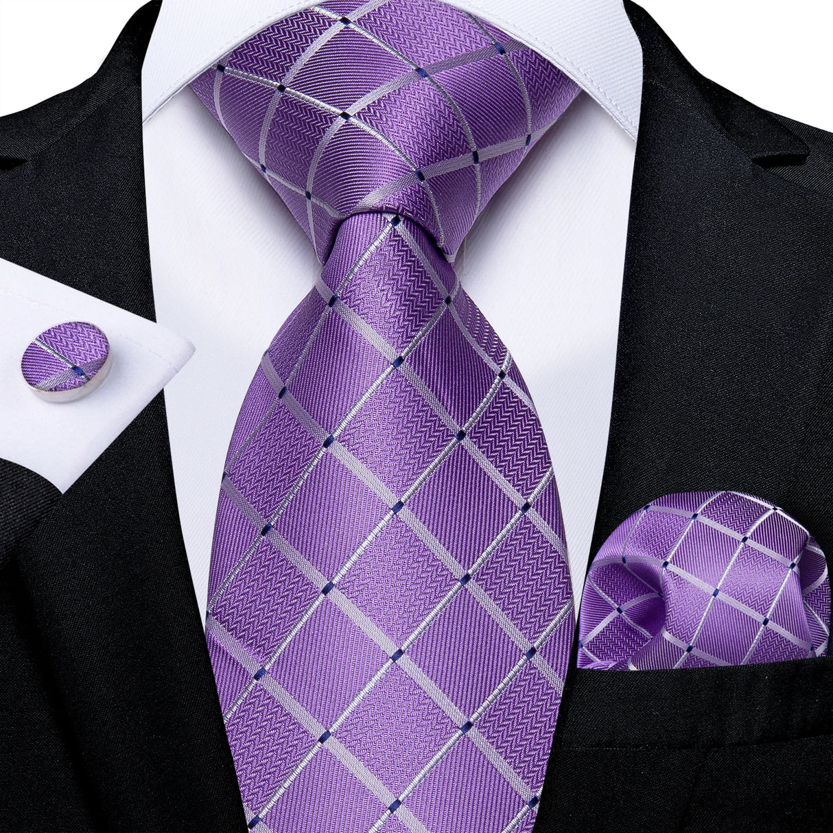 Luxury Blue Plaid Dot Solid Wedding Accessories Necktie