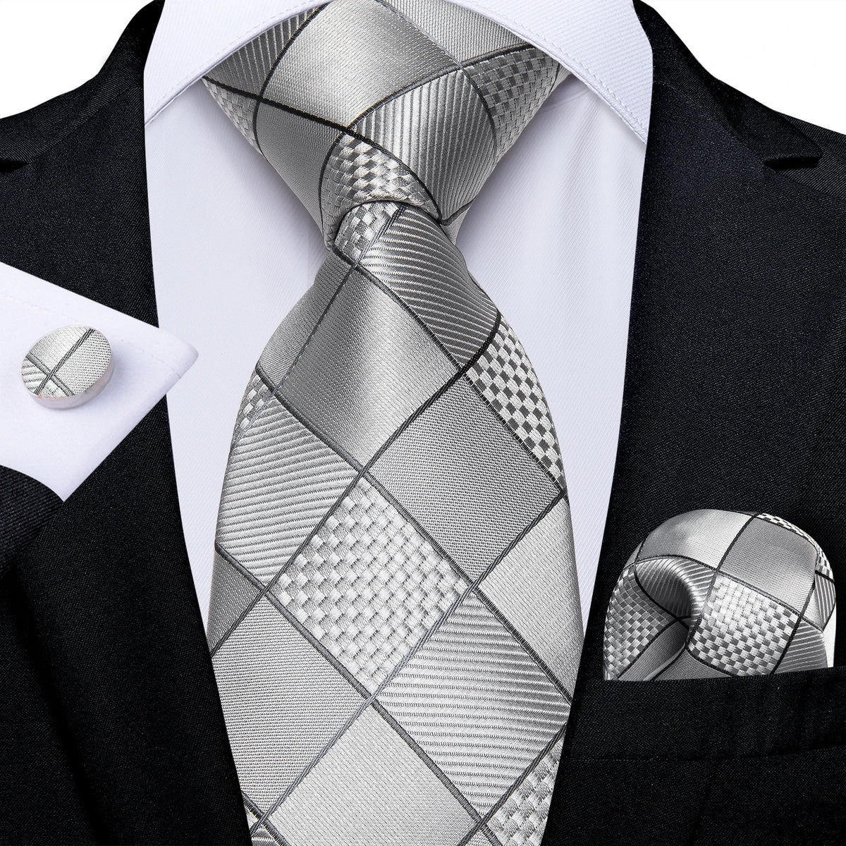Luxury Blue Plaid Dot Solid Wedding Accessories Necktie