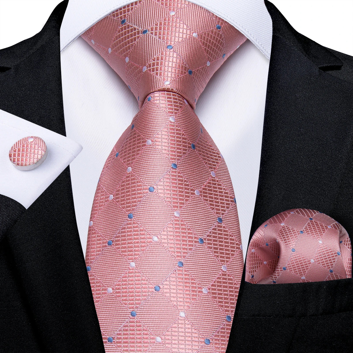 Luxury Blue Plaid Dot Solid Wedding Accessories Necktie