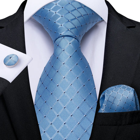 Luxury Blue Plaid Dot Solid Wedding Accessories Necktie