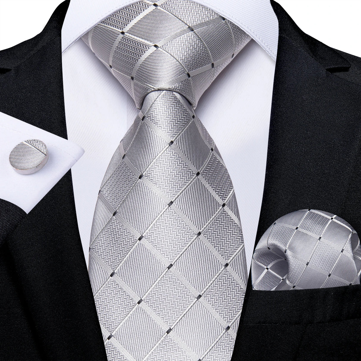 Luxury Blue Plaid Dot Solid Wedding Accessories Necktie