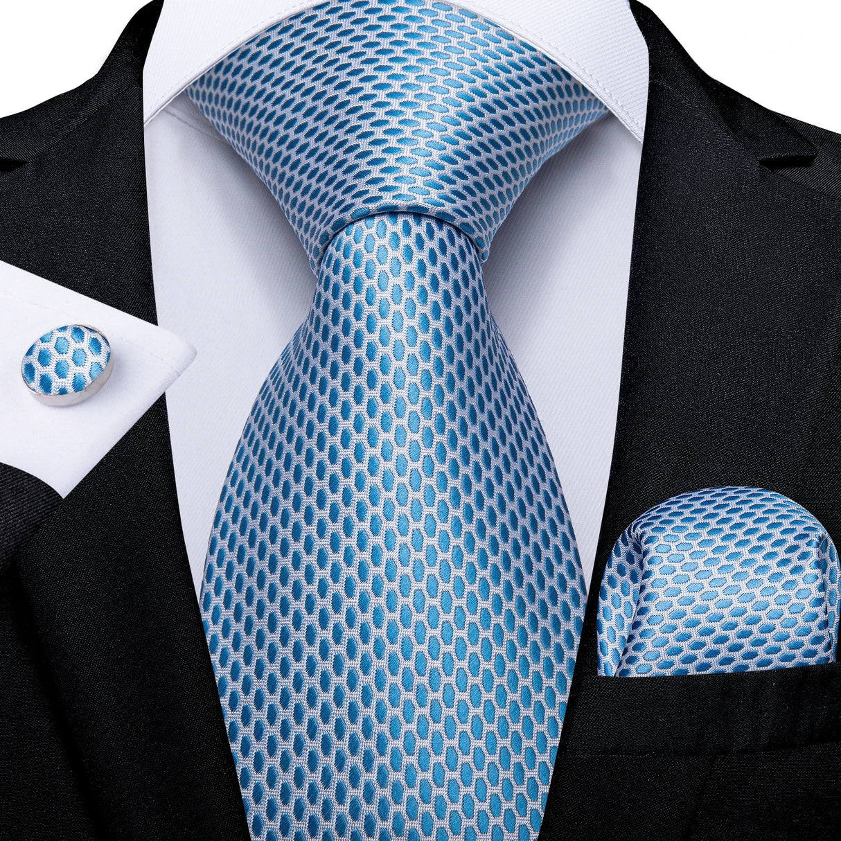 Luxury Blue Plaid Dot Solid Wedding Accessories Necktie