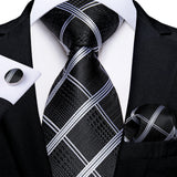 Luxury Blue Plaid Dot Solid Wedding Accessories Necktie