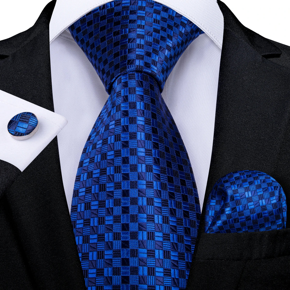 Luxury Blue Plaid Dot Solid Wedding Accessories Necktie