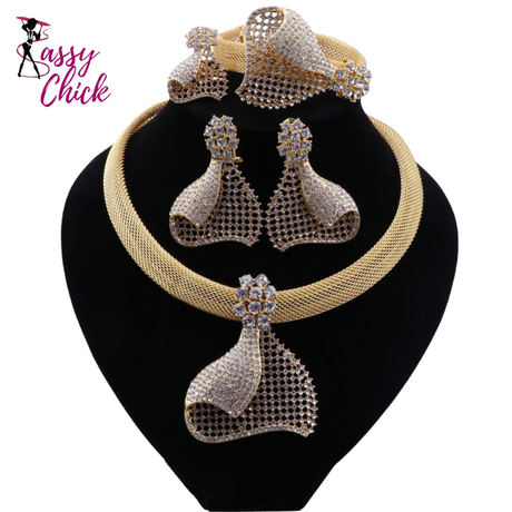 Luxury Bridal Gold Color Jewelry Sets Sassy Chick Logo
