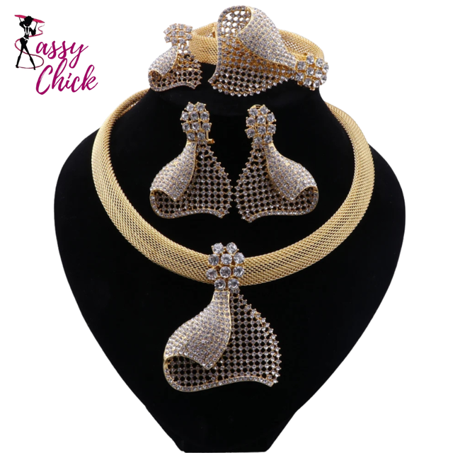 Luxury Bridal Gold Color Jewelry Sets Sassy Chick Logo