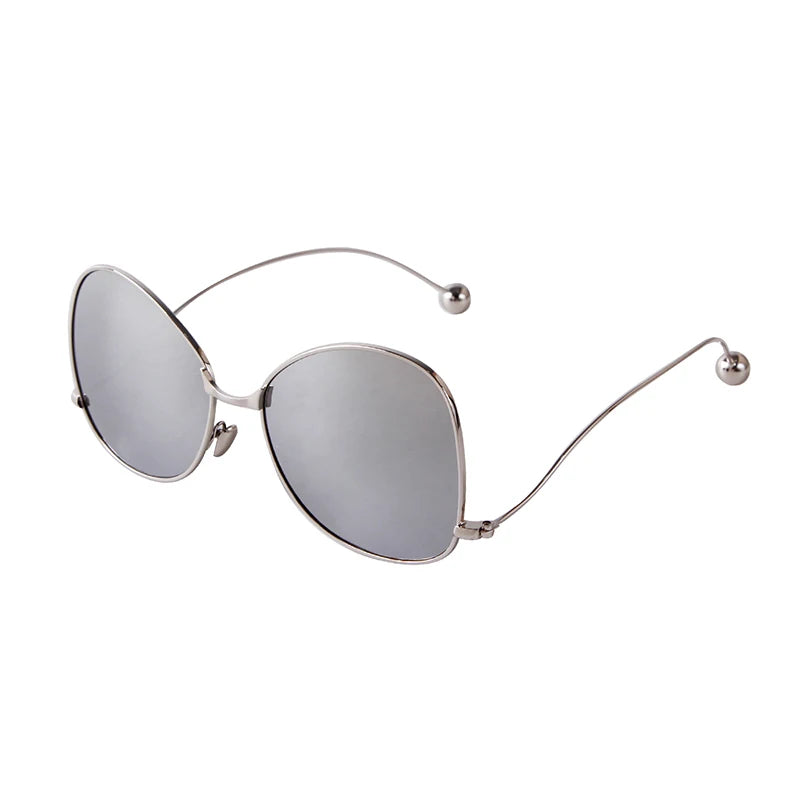 Silver Luxury Butterfly Design Beads Irregular Sunglasses