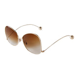Brown Luxury Butterfly Design Beads Irregular Sunglasses