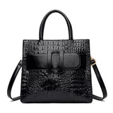 black crocodile leather handbag