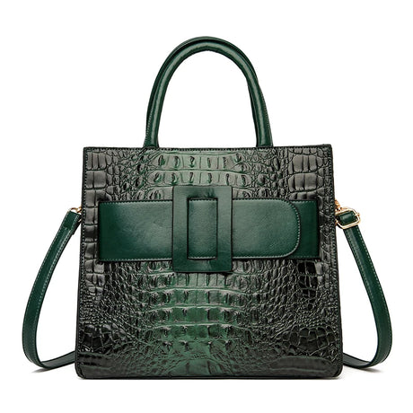 green crocodile leather handbag