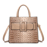 khaki crocodile leather handbag