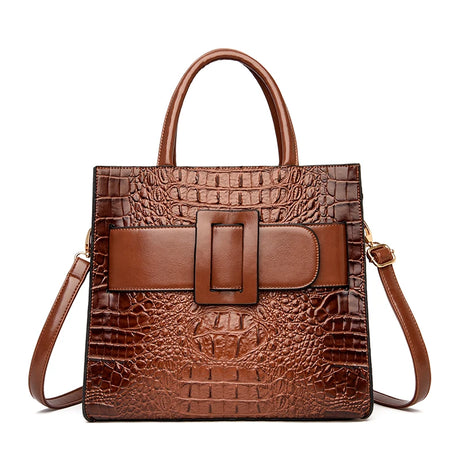 brown crocodile leather handbag