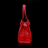 Red Side View Luxury Crocodile Pattern Handbag
