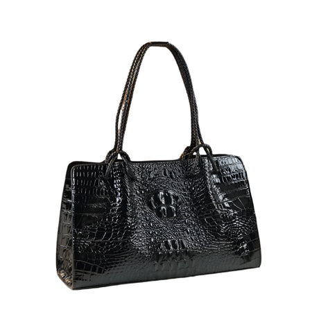 Black Luxury Crocodile Pattern Handbag