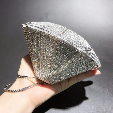 Luxury Crystal Silver Diamond Evening Purses