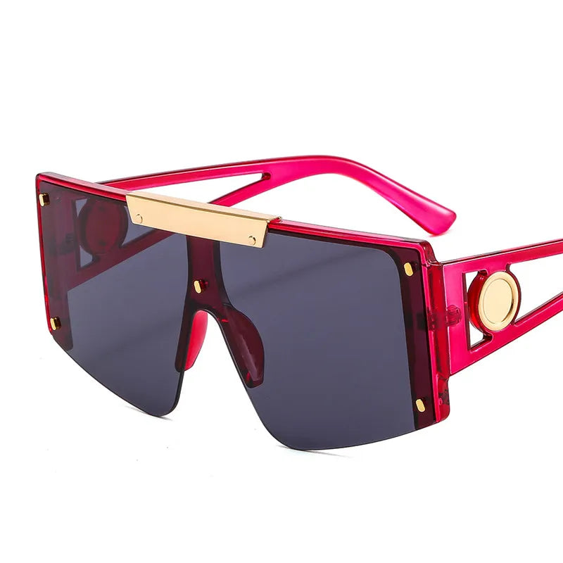 Red Luxury Designer Oversized UV400 Windproof Sunglasses