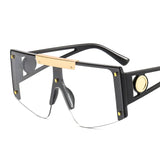 Black Luxury Designer Oversized UV400 Windproof Sunglasses