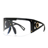 Black Luxury Designer Oversized UV400 Windproof Sunglasses