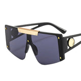 Black Luxury Designer Oversized UV400 Windproof Sunglasses