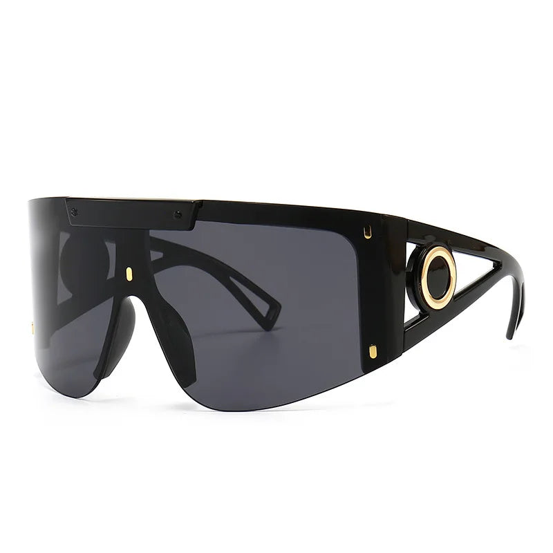 Black Luxury Designer Oversized UV400 Windproof Sunglasses