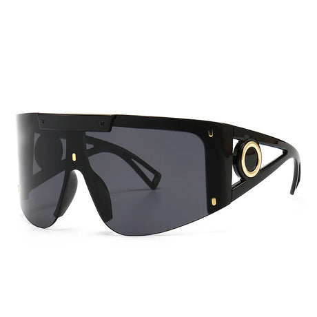 Black Luxury Designer Oversized UV400 Windproof Sunglasses