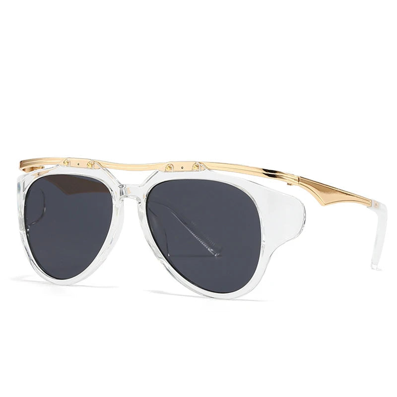 Luxury Designer Vintage Round Sunglasses transparent