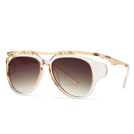 Luxury Designer Vintage Round Sunglasses transparent