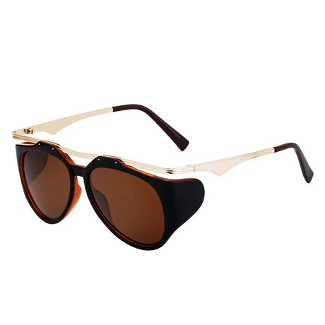 Luxury Designer Vintage Round Sunglasses brown